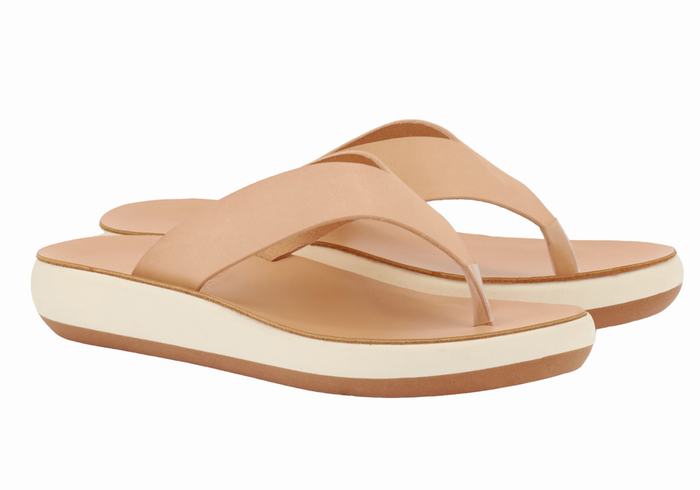 Beige Ancient Greek Sandals Charys Comfort Women Flip Flops | HIP8741FY