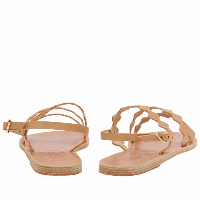 Beige Ancient Greek Sandals Clio Onda Women Back-Strap Sandals | AYF6546QI