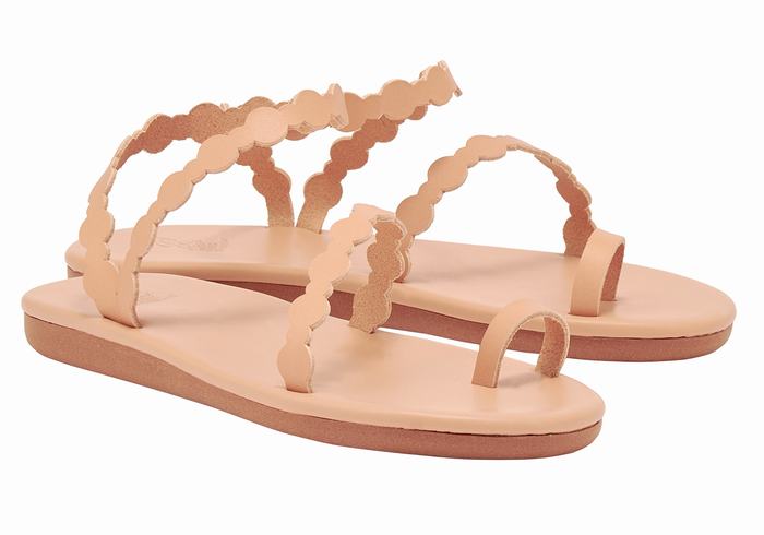 Beige Ancient Greek Sandals Cronos Women Toe-Post Sandals | LXC9182JG