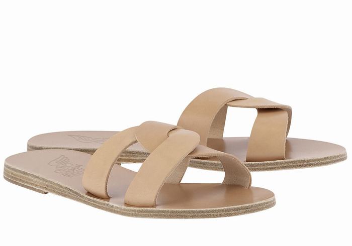 Beige Ancient Greek Sandals Desmos Women Slide Sandals | MXX4846NG