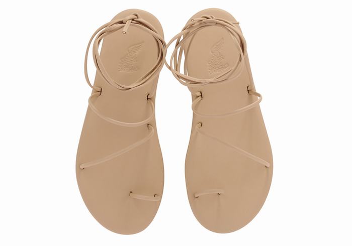 Beige Ancient Greek Sandals Du Women Toe-Post Sandals | MIY5131WW