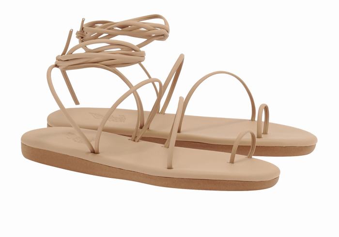 Beige Ancient Greek Sandals Du Women Toe-Post Sandals | MIY5131WW