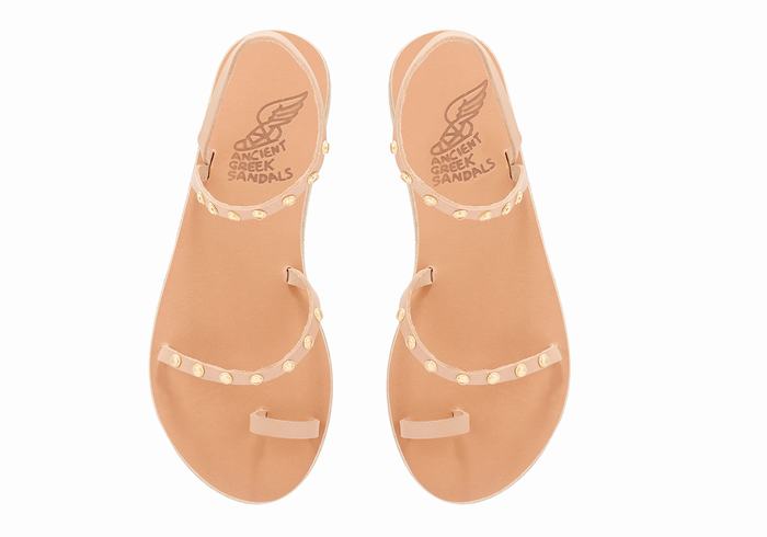 Beige Ancient Greek Sandals Eleftheria Bee Women Toe-Post Sandals | KTE7913QS