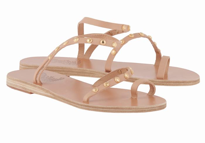 Beige Ancient Greek Sandals Eleftheria Bee Women Toe-Post Sandals | KTE7913QS