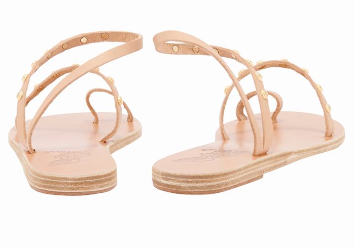 Beige Ancient Greek Sandals Eleftheria Bee Women Toe-Post Sandals | KTE7913QS