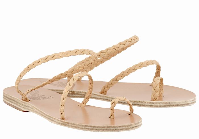 Beige Ancient Greek Sandals Eleftheria Leather Women Braided Sandals | JRE765RU