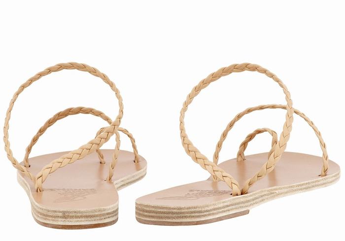 Beige Ancient Greek Sandals Eleftheria Leather Women Braided Sandals | JRE765RU