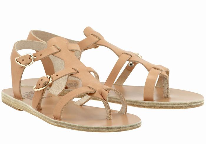 Beige Ancient Greek Sandals Grace Kelly Leather Women Casual Sandals | VUT6290OU