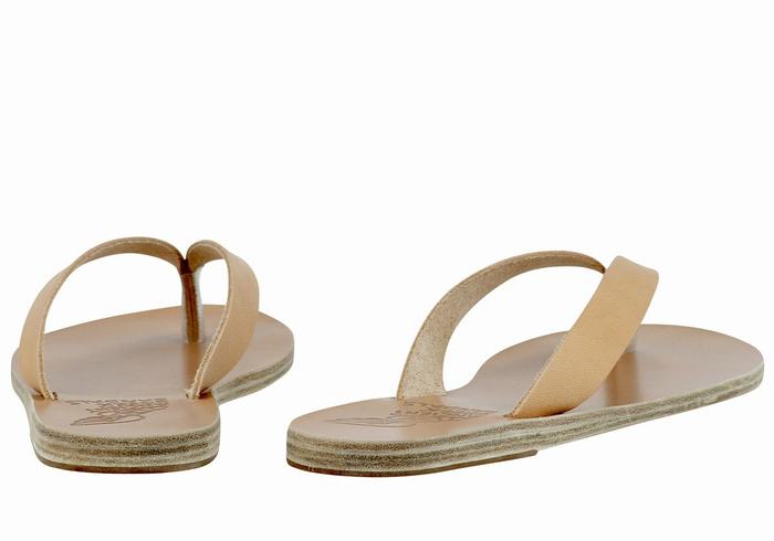 Beige Ancient Greek Sandals Hera Leather Women Flip Flops | MSJ971CD