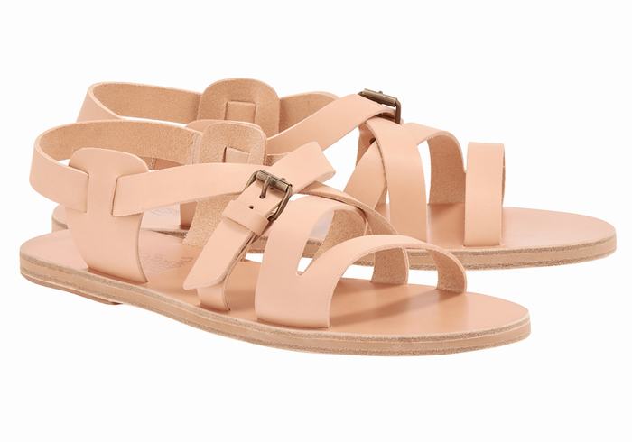 Beige Ancient Greek Sandals Hercules Leather Men Casual Sandals | VMG9143MD