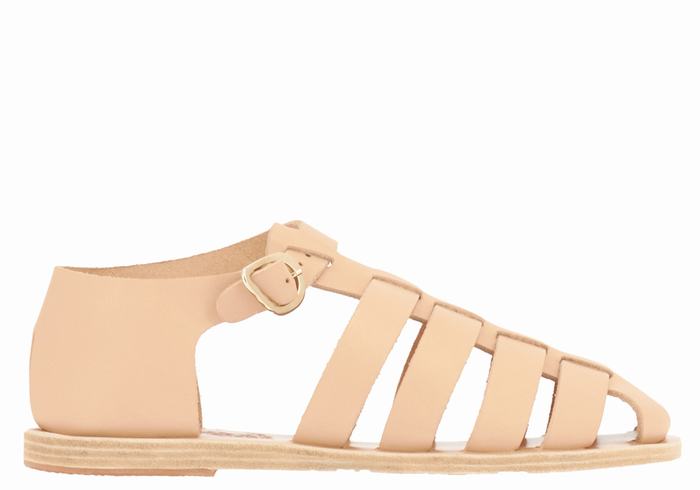 Beige Ancient Greek Sandals Homeria Leather Women Fisherman Sandals | XSI7286AV