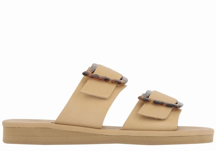 Beige Ancient Greek Sandals Iaso Women Slide Sandals | PXR166AL