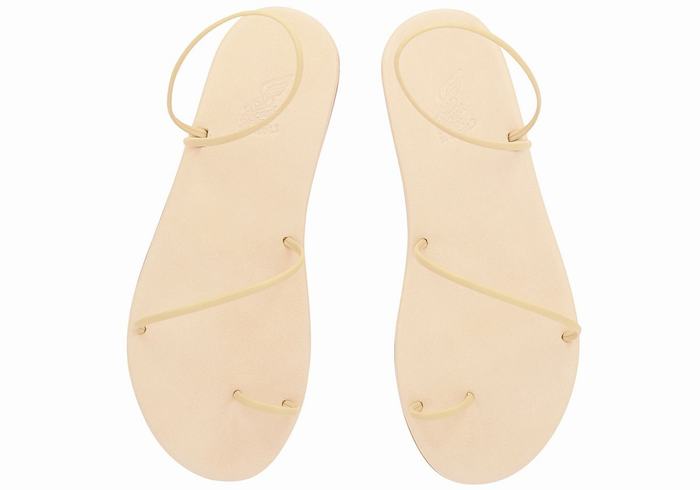 Beige Ancient Greek Sandals Kansiz Women Toe-Post Sandals | QVI2180WI