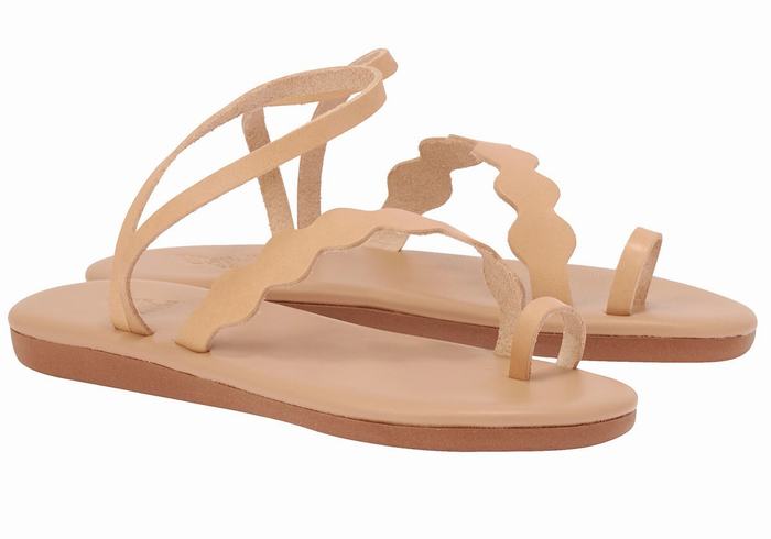 Beige Ancient Greek Sandals Koralia Women Toe-Post Sandals | GYK3927HG