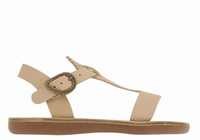 Beige Ancient Greek Sandals Little Amber Soft Kids\' Flat Sandals | CWO4159XP