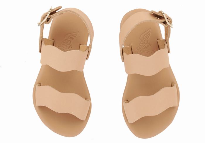 Beige Ancient Greek Sandals Little Calamos Soft Kids' Casual Sandals | XPU146NP