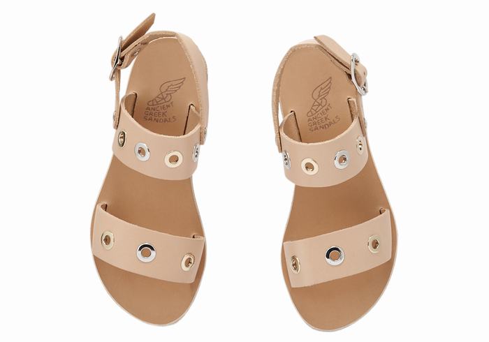 Beige Ancient Greek Sandals Little Clio Eyelets Soft Kids' Casual Sandals | CDL9617TY