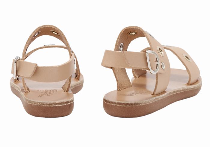 Beige Ancient Greek Sandals Little Clio Eyelets Soft Kids' Casual Sandals | CDL9617TY