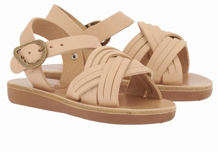 Beige Ancient Greek Sandals Little Electra Soft Kids' Flat Sandals | LOS2059MM