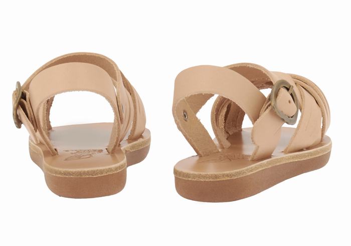 Beige Ancient Greek Sandals Little Electra Soft Kids' Flat Sandals | LOS2059MM