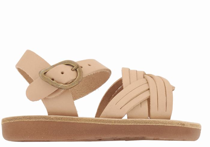 Beige Ancient Greek Sandals Little Electra Soft Kids\' Flat Sandals | LOS2059MM