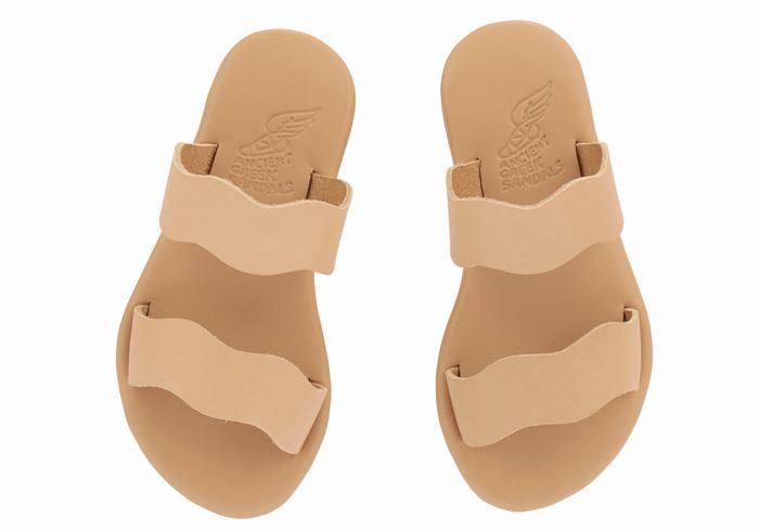 Beige Ancient Greek Sandals Little Kastos Soft Kids' Slide Sandals | UAY886TV