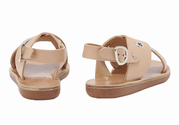 Beige Ancient Greek Sandals Little Maria Eyelets Soft Kids' Casual Sandals | PTY478NL