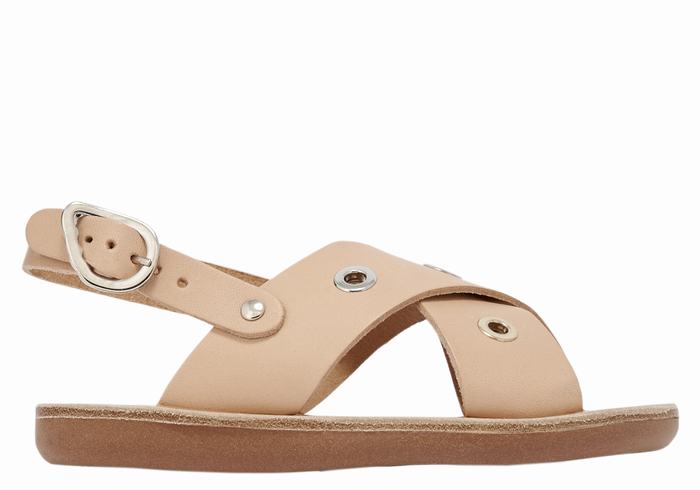 Beige Ancient Greek Sandals Little Maria Eyelets Soft Kids\' Casual Sandals | PTY478NL