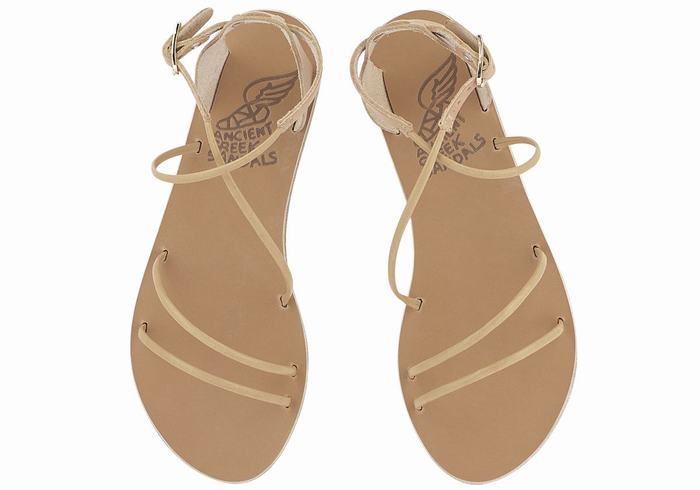 Beige Ancient Greek Sandals Meloivia Women Ankle Strap Sandals | GKI6867DU