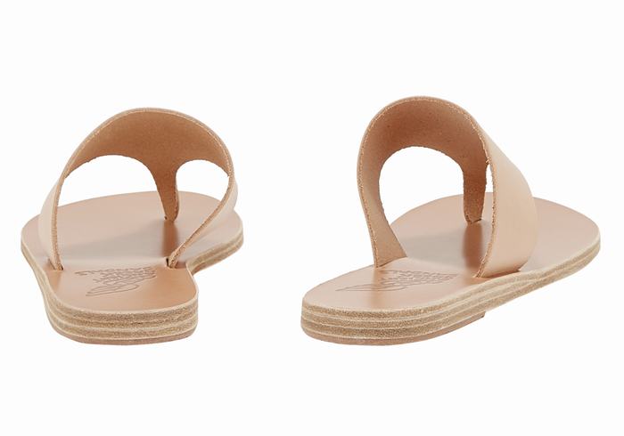 Beige Ancient Greek Sandals Mera Leather Women Flip Flops | VQC2254WV