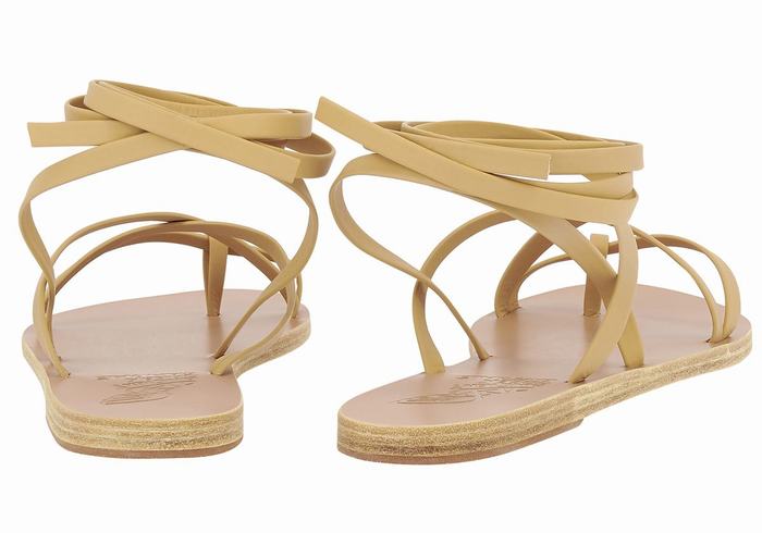 Beige Ancient Greek Sandals Morfi Leather Women Gladiator Sandals | QKR2854BV