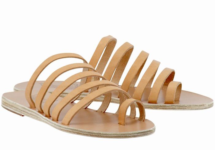 Beige Ancient Greek Sandals Niki Leather Women Toe-Post Sandals | TWD9957NT