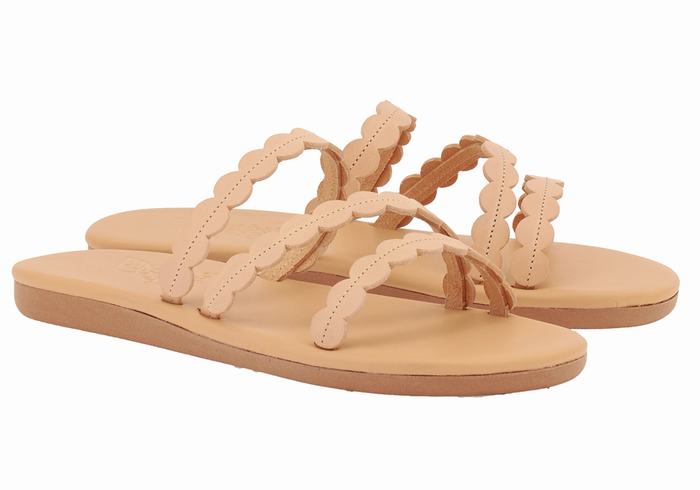 Beige Ancient Greek Sandals Oceanis Women Slide Sandals | VCT814RE