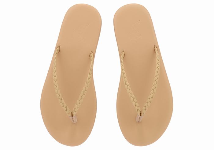 Beige Ancient Greek Sandals Plage Flip Flop Women Braided Sandals | NAE6425JB