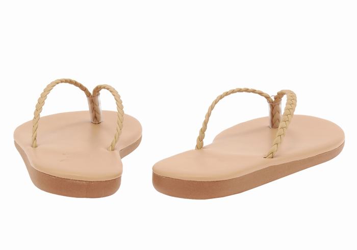 Beige Ancient Greek Sandals Plage Flip Flop Women Braided Sandals | NAE6425JB