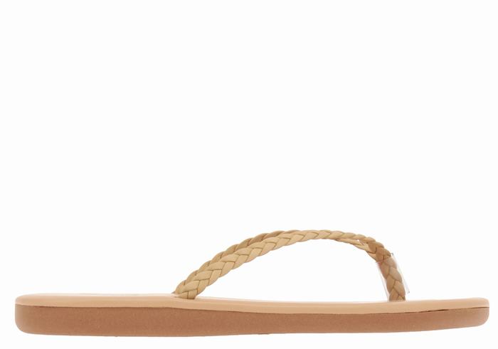 Beige Ancient Greek Sandals Plage Flip Flop Women Braided Sandals | NAE6425JB