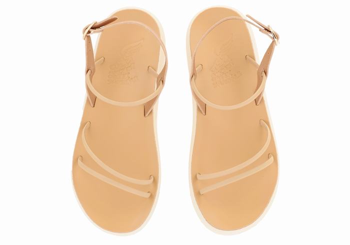 Beige Ancient Greek Sandals Polis Women Back-Strap Sandals | CEK681SA