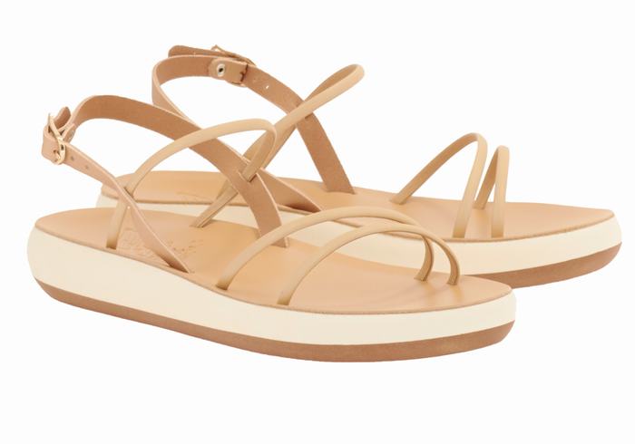 Beige Ancient Greek Sandals Polis Women Back-Strap Sandals | CEK681SA