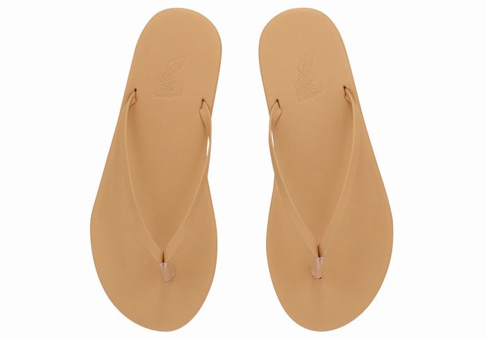 Beige Ancient Greek Sandals Saionara Women Flip Flops | NJX1544UM