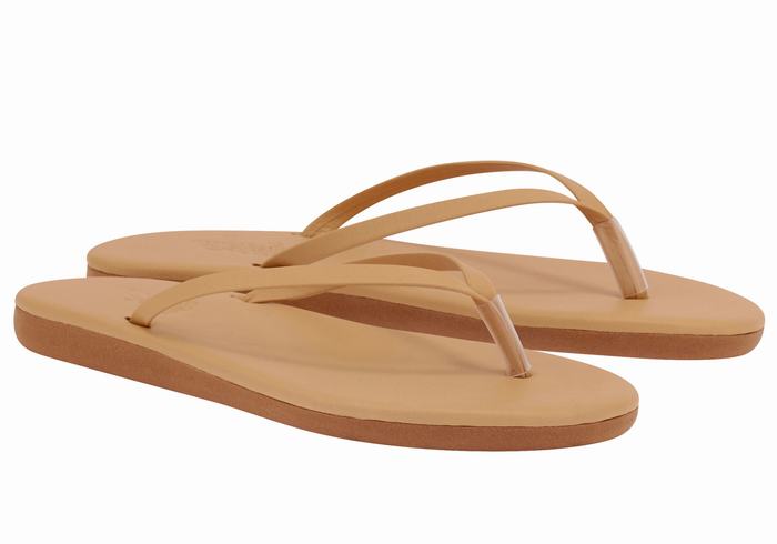 Beige Ancient Greek Sandals Saionara Women Flip Flops | NJX1544UM