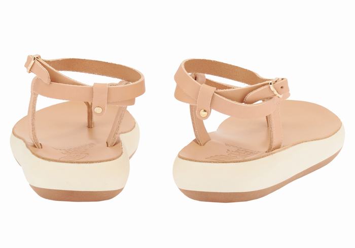 Beige Ancient Greek Sandals Salomi Comfort Women Ankle Strap Sandals | PEK3229SF