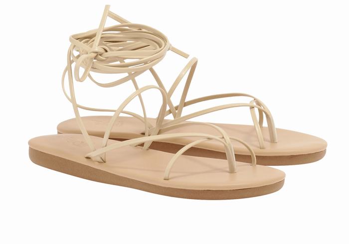 Beige Ancient Greek Sandals String Women Gladiator Sandals | FEM6824EQ