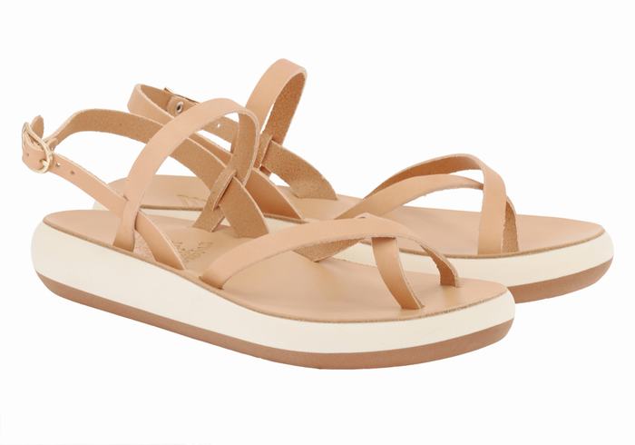 Beige Ancient Greek Sandals Tereza Comfort Women Back-Strap Sandals | FSN7653CJ