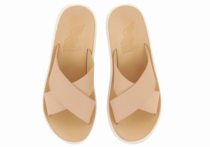 Beige Ancient Greek Sandals Thais Comfort Women Slide Sandals | VDQ126FG