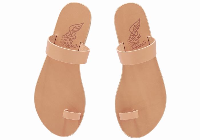 Beige Ancient Greek Sandals Thalia Leather Women Toe-Post Sandals | VGV8491JV