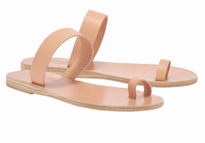 Beige Ancient Greek Sandals Thalia Leather Women Toe-Post Sandals | VGV8491JV