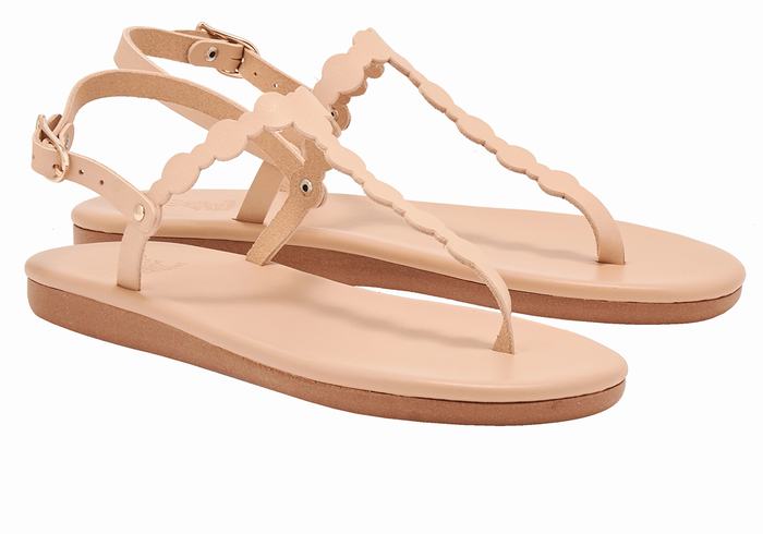 Beige Ancient Greek Sandals Velos Flip Flop Women Back-Strap Sandals | XWV5317XL