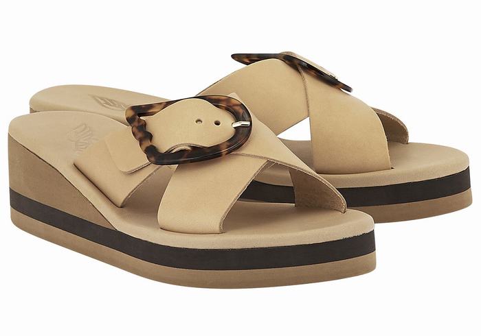 Beige Black Ancient Greek Sandals Thais Rainbow Women Wedge Sandals | BNY3328TT