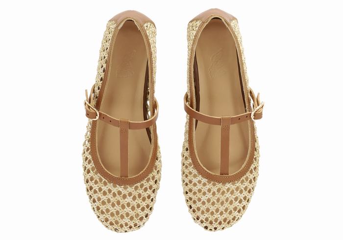 Beige Brown Ancient Greek Sandals Aerati Women Ballerina | BWC919GI