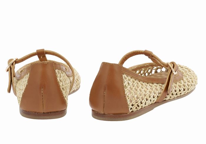 Beige Brown Ancient Greek Sandals Aerati Women Ballerina | BWC919GI